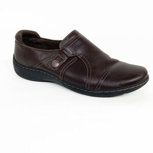 Clarks Womens Cora Poppy Brown Leather Loafers Shoes